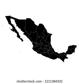 Map flag of Mexico black