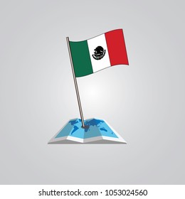 Map with flag of Mexico isolated on white. National flag for country of Mexico isolated, banner for your web site design logo, app, UI. check in. map Vector illustration, EPS10.