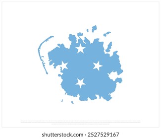 Map with flag of Micronesia on a white background, National Day of Micronesia, Micronesia, Editable Vector illustration of Micronesia flag, Independence Day design