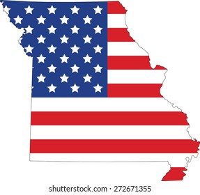 Map and flag of Missouri
