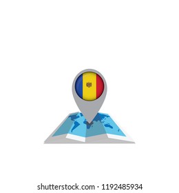 Map with flag of Moldova isolated