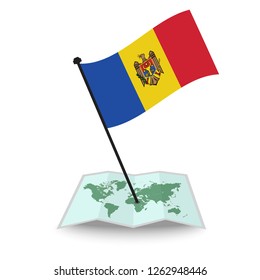 Map with flag of Moldova isolated on white. check in. map vector illustration, eps10