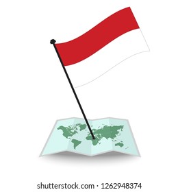 Map with flag of Monaco isolated on white. check in. map vector illustration, eps10