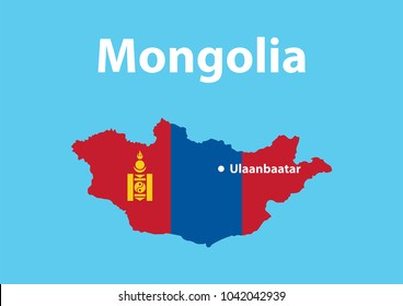 Map and flag of Mongolia