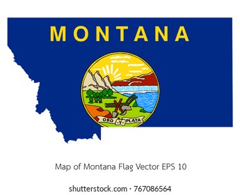 Map and flag Montana of Vector EPS10