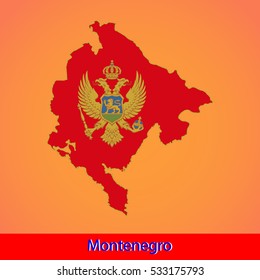 Map and flag of Montenegro 