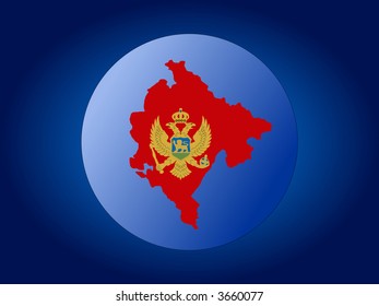 Map and flag of Montenegro globe illustration