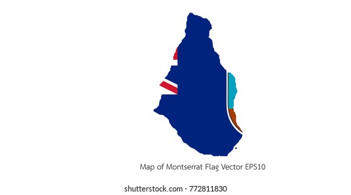 Map and flag Montserrat of Vector EPS10