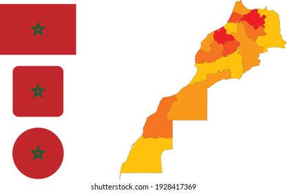 Map and flag of Morocco