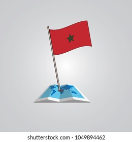 Map with flag of Morocco  isolated on white. National flag for country of Morocco  isolated, banner for your web site design logo, app, UI. check in. map Vector illustration, EPS10.