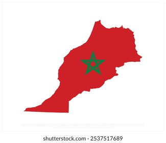 Map with flag of Morocco on a white background, National Day of Morocco, Morocco, Editable Vector illustration of Morocco flag, Independence Day design, Vector Design of Map