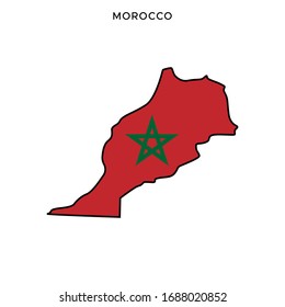 Map and Flag of Morocco Vector Design Template with Editable Stroke