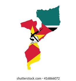 Map And Flag Of Mozambique