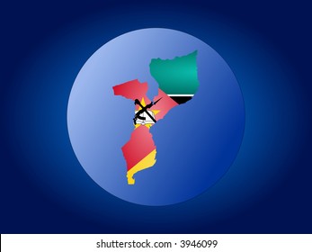 mapa y bandera de Mozambique ilustración del globo