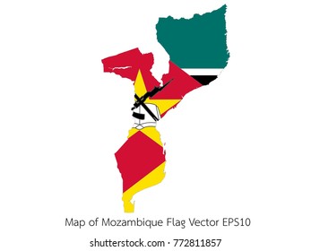 Map and flag Mozambique of Vector EPS10