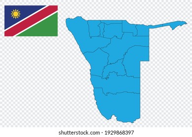 Map and flag of Namibia