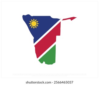 Map flag of NAMIBIA on a white background, Editable Vector illustration of NAMIBIA flag, National Day design, Map Flag of Namibia flat design, National Day of Namibia
