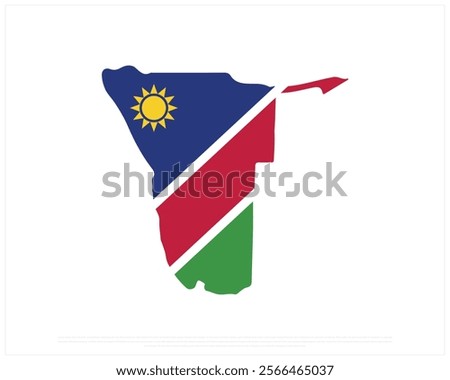 Map flag of NAMIBIA on a white background, Editable Vector illustration of NAMIBIA flag, National Day design, Map Flag of Namibia flat design, National Day of Namibia