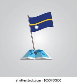 Map with flag of Nauru  isolated on white. National flag for country of MNauru  isolated, banner for your web site design logo, app, UI. check in. map Vector illustration, EPS10.