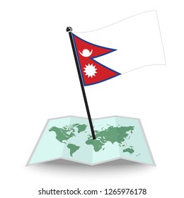 Map with flag of Nepal isolated on white. check in. map vector illustration, eps10
