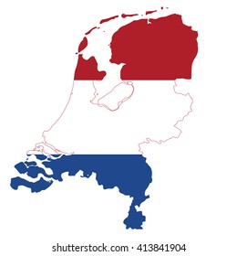 Map and flag of the Netherlands