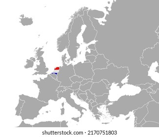 Map and flag of the Netherlands in Europe