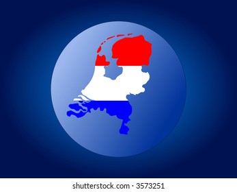 map and flag of Netherlands globe illustration