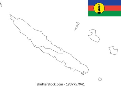 Map and flag of New Caledonia
