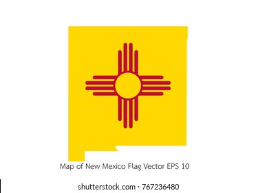 Map And Flag New Mexico Of Vector EPS10