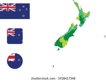 Map and flag of New Zealand