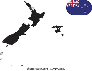 Map and flag of New Zealand