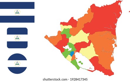Mapa y bandera de Nicaragua