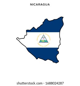 Map and Flag of Nicaragua Vector Design Template with Editable Stroke