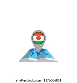 Map with flag of Niger isolated on white