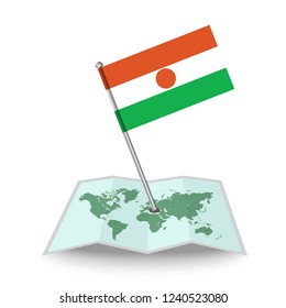 Map with flag of Niger isolated on white.