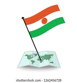 Map with flag of Niger isolated on white. check in. map vector illustration, EPS10