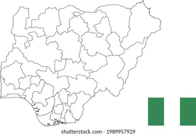 Mapa y bandera de Nigeria