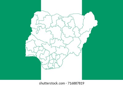 Map and flag of Nigeria 