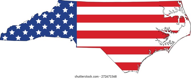 Map and flag of North Carolina