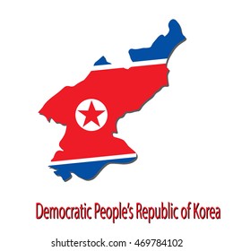 map and flag of North Korea