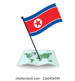 Map with flag of North Korea isolated on white. check in. map vector illustration, EPS10