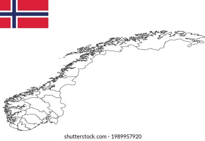 Map and flag of Norway