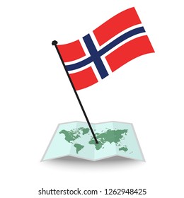 Map with flag of Norway isolated on white. check in. map vector illustration, eps10
