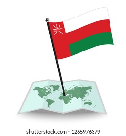 Map with flag of Oman isolated on white. check in. map vector illustration, eps10

