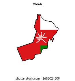 Map and Flag of Oman Vector Design Template with Editable Stroke