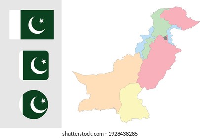 Map and flag of Pakistan