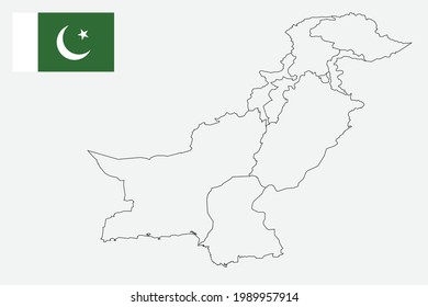 Map and flag of Pakistan
