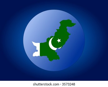 map and flag of Pakistan globe illustration