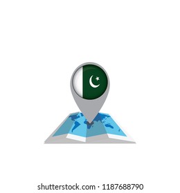 Map with flag of Pakistan isolated
