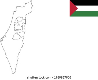 Map and flag of Palestine